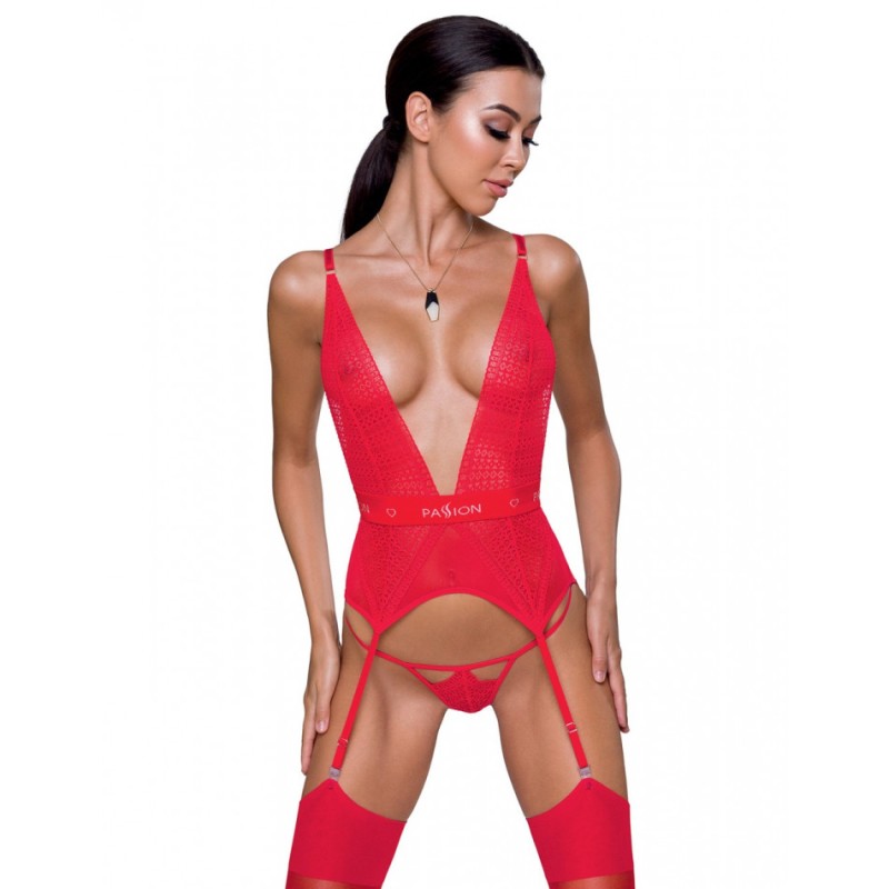 Guêpière et String Rouge Mirajane - L-XL
