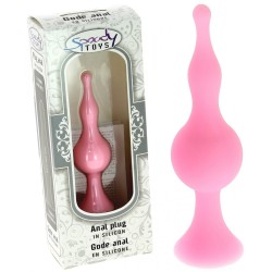 Gode anal a ventouse en silicone rose Medium - 12 cm